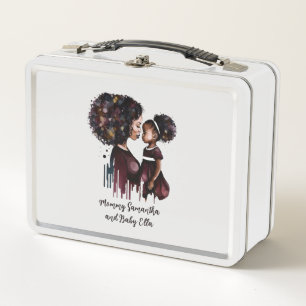 Beautiful Black Mum and Daughter (25) Metal Lunch Box