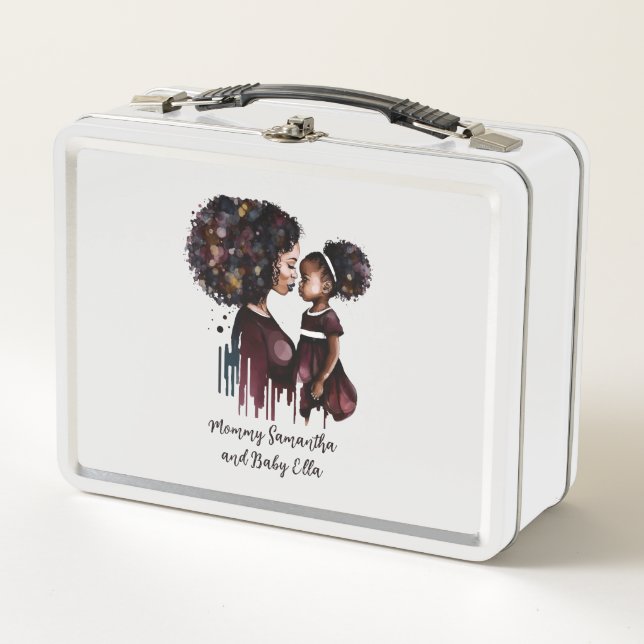 Beautiful Black Mum and Daughter (25) Metal Lunch Box (Front)