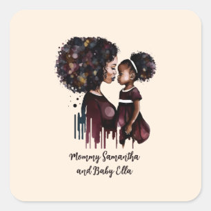 Beautiful Black Mum and Daughter (25) Square Sticker