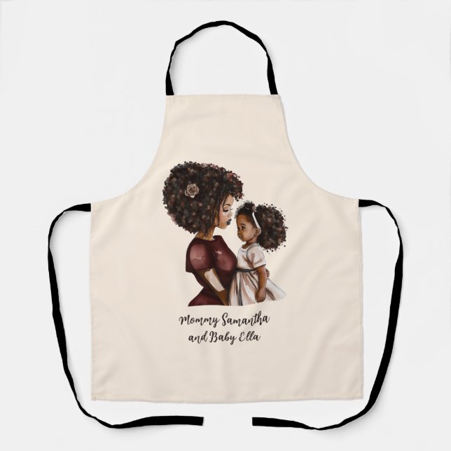 Beautiful Black Mum and Daughter (26) Apron (Front)