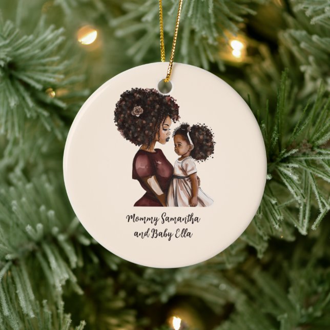 Beautiful Black Mum and Daughter (26) Ceramic Tree Decoration (Tree)