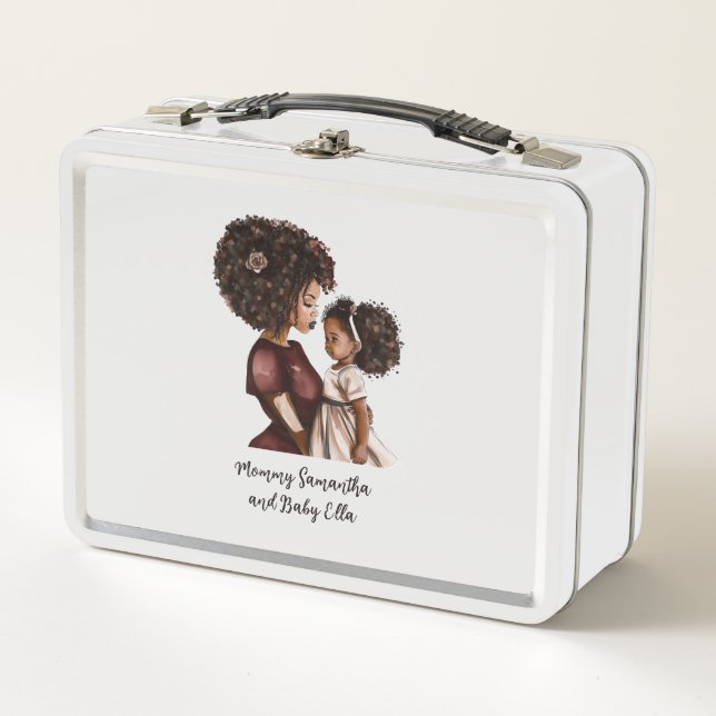 Beautiful Black Mum and Daughter (26) Metal Lunch Box (Front)