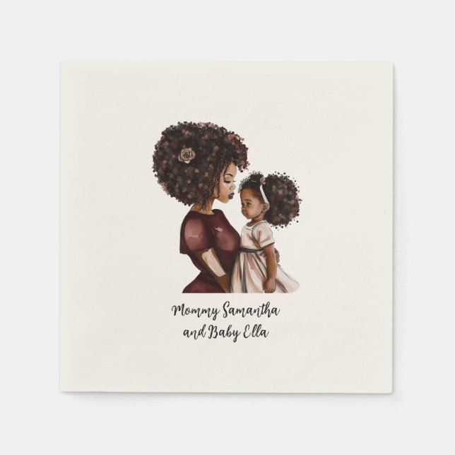 Beautiful Black Mum and Daughter (26) Napkin (Front)