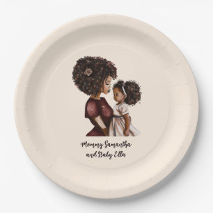 Beautiful Black Mum and Daughter (26) Paper Plate