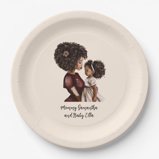 Beautiful Black Mum and Daughter (26) Paper Plate (Front)