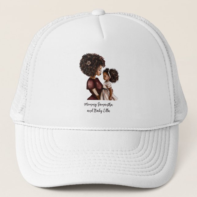 Beautiful Black Mum and Daughter (26) Trucker Hat (Front)