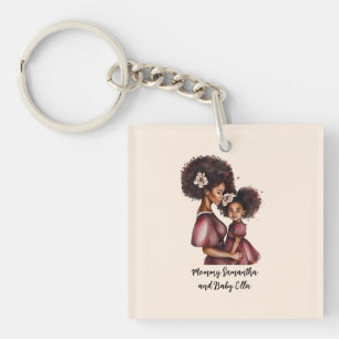 Beautiful Black Mum and Daughter (27) Key Ring
