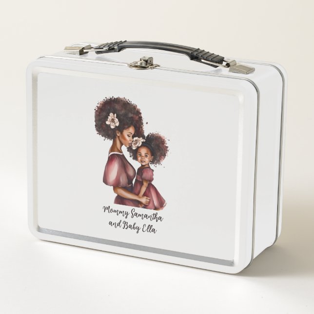 Beautiful Black Mum and Daughter (27) Metal Lunch Box (Front)