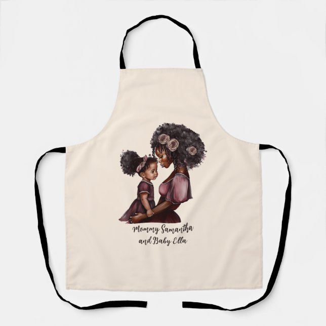 Beautiful Black Mum and Daughter (28) Apron (Front)