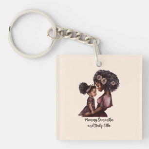 Beautiful Black Mum and Daughter (28) Key Ring