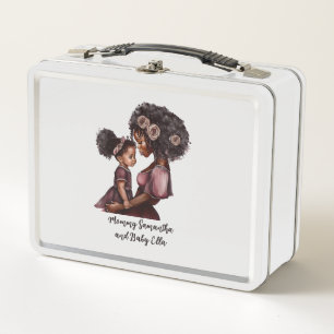 Beautiful Black Mum and Daughter (28) Metal Lunch Box