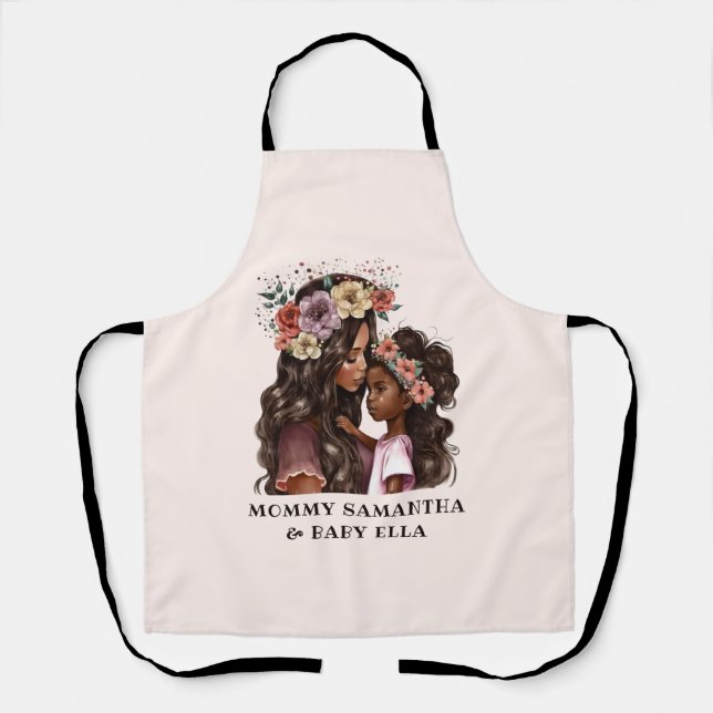 Beautiful Black Mum and Daughter (2) Apron (Front)