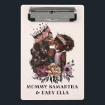 Beautiful Black Mum and Daughter (3) Mini Clipboard<br><div class="desc">Celebrate the bond between a Black mum and her daughter with this heartfelt and inspiring artwork. Featuring a loving embrace and radiant smiles,  this clipboard highlights the strength,  beauty,  and connection shared between them. Perfect for honouring motherhood,  diversity,  and family love.</div>