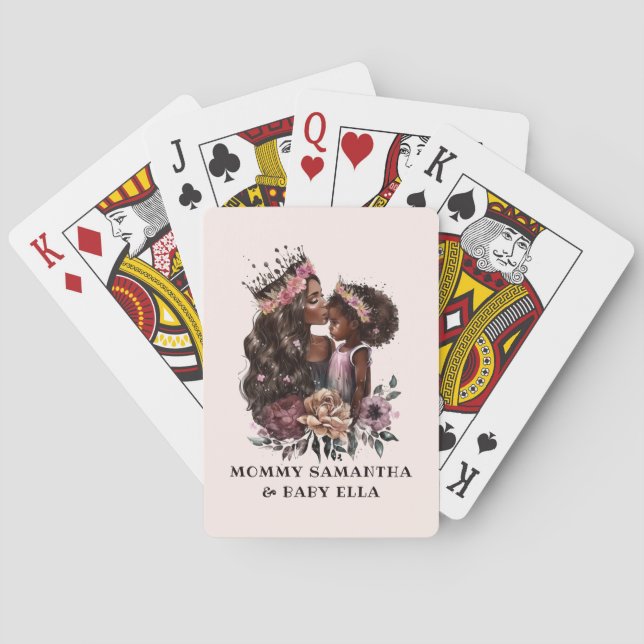 Beautiful Black Mum and Daughter (3) Playing Cards (Back)