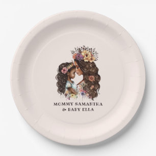 Beautiful Black Mum and Daughter (4) Paper Plate