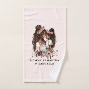 Beautiful Black Mum and Daughter (5) Bath Towel Set