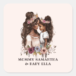 Beautiful Black Mum and Daughter (5) Square Sticker