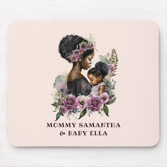 Beautiful Black Mum and Daughter (6) Mouse Mat (Front)