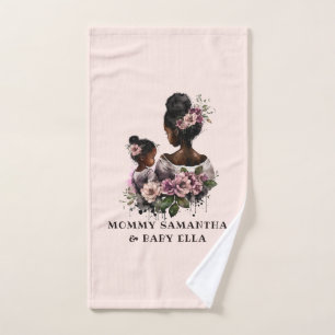 Beautiful Black Mum and Daughter (7) Bath Towel Set