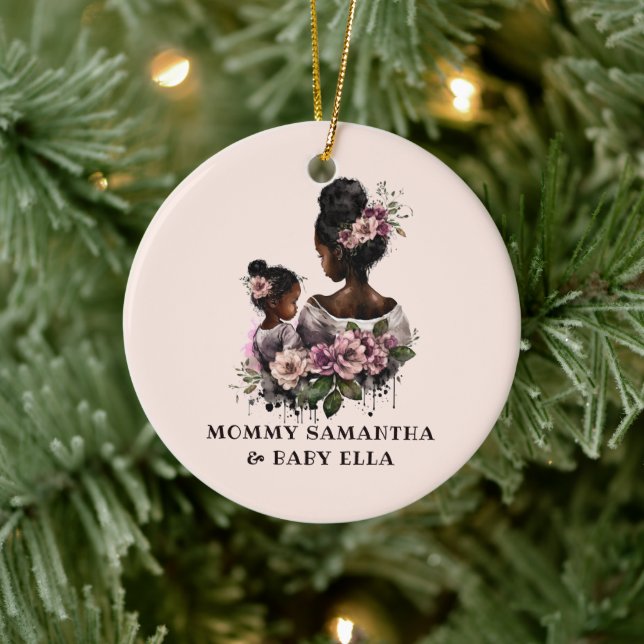 Beautiful Black Mum and Daughter (7) Ceramic Tree Decoration (Tree)