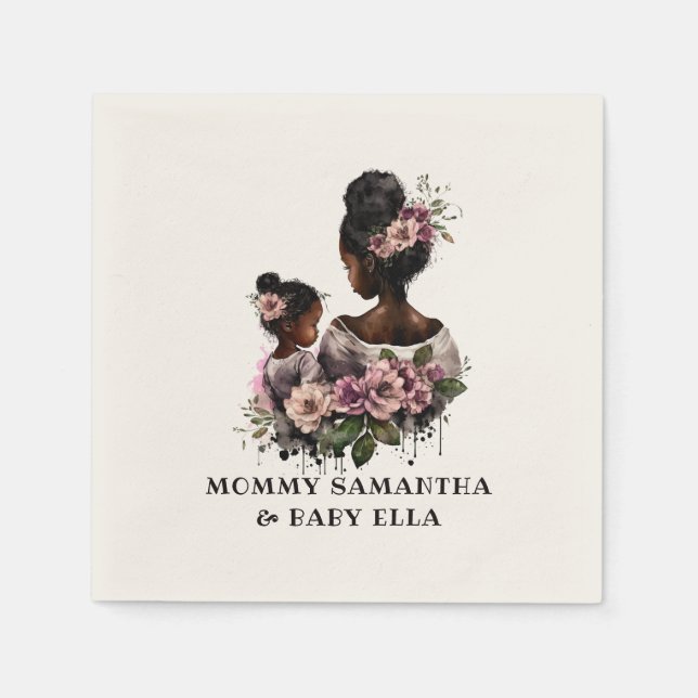 Beautiful Black Mum and Daughter (7) Napkin (Front)