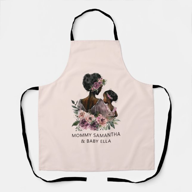 Beautiful Black Mum and Daughter (8) Apron (Front)