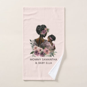 Beautiful Black Mum and Daughter (8) Bath Towel Set