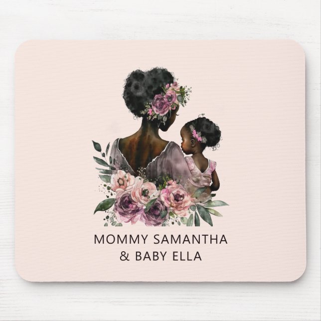 Beautiful Black Mum and Daughter (8) Mouse Mat (Front)