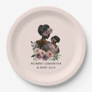Beautiful Black Mum and Daughter (8) Paper Plate