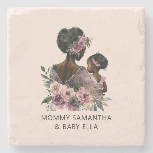 Beautiful Black Mum and Daughter (8) Stone Coaster
