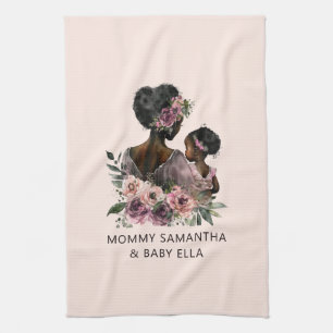 Beautiful Black Mum and Daughter (8) Tea Towel