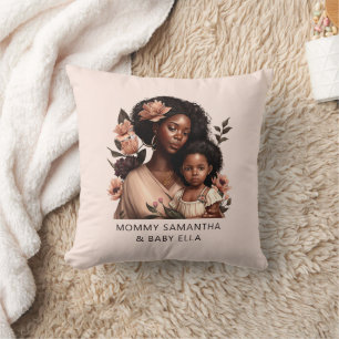 Beautiful Black Mum and Daughter (9) Cushion