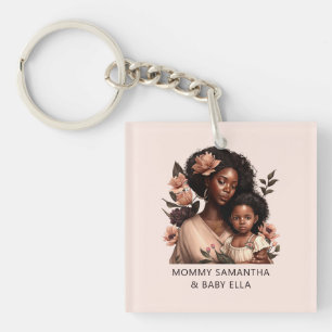 Beautiful Black Mum and Daughter (9) Key Ring