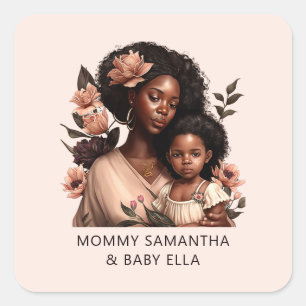 Beautiful Black Mum and Daughter (9) Square Sticker