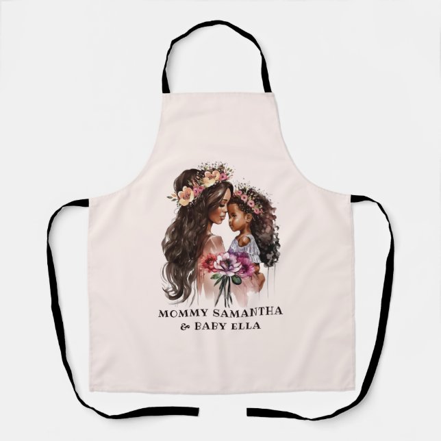 Beautiful Black Mum and Daughter Apron (Front)