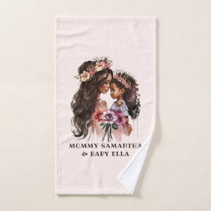 Beautiful Black Mum and Daughter Bath Towel Set