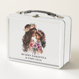 Beautiful Black Mum and Daughter Metal Lunch Box