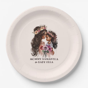 Beautiful Black Mum and Daughter Paper Plate