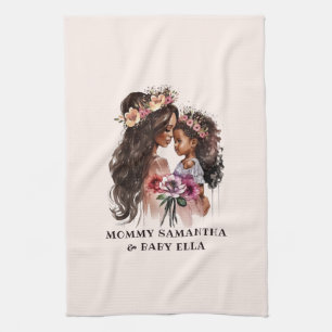 Beautiful Black Mum and Daughter Tea Towel