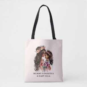 Beautiful Black Mum and Daughter Tote Bag