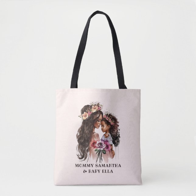 Beautiful Black Mum and Daughter Tote Bag (Front)