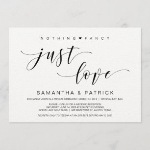 Beautiful Black Nothing Fancy Just Love, Elopement Invitation