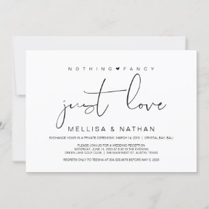Beautiful Black Nothing Fancy Just Love, Elopement Invitation