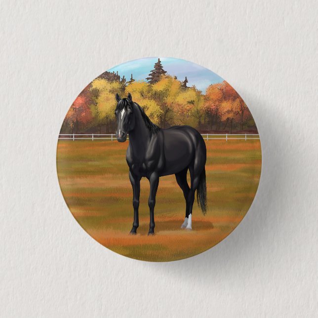 Beautiful Black Quarter Horse Stallion 3 Cm Round Badge (Front)