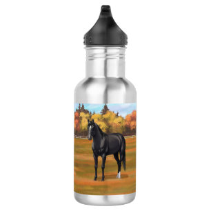 Beautiful Black Quarter Horse Stallion 532 Ml Water Bottle