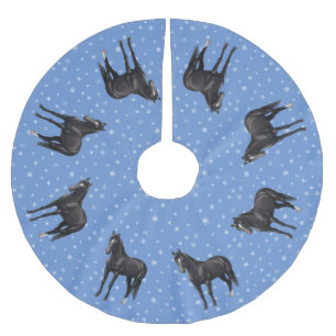 Beautiful Black Quarter Horse Stallion Brushed Polyester Tree Skirt