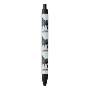 Beautiful Black Quarter Horse Stallion Ink Pen
