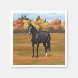 Beautiful Black Quarter Horse Stallion Napkin