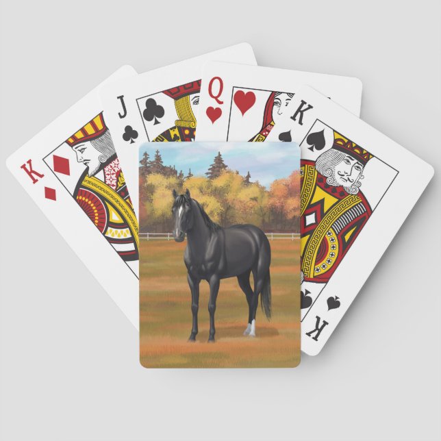 Beautiful Black Quarter Horse Stallion Playing Cards (Back)