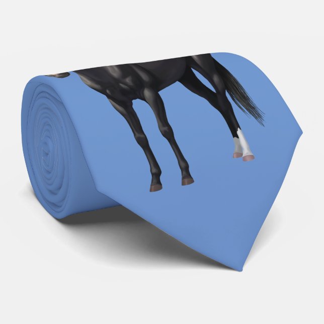 Beautiful Black Quarter Horse Stallion Tie (Rolled)